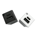 Black and white cube-shaped usb wall chargers with dual ports for portable mobile power bank diy mobile power use