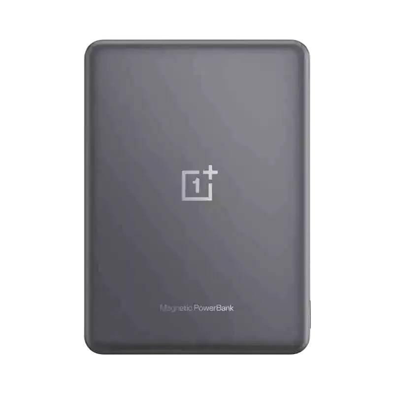 Dark gray rectangular magnetic power bank with matte finish and oneplus logo for oneplus phone large capacity 5000mah