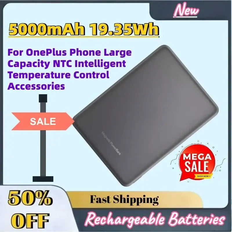 Dark gray rectangular power bank with matte finish and subtle branding for oneplus phone large capacity 5000mah use