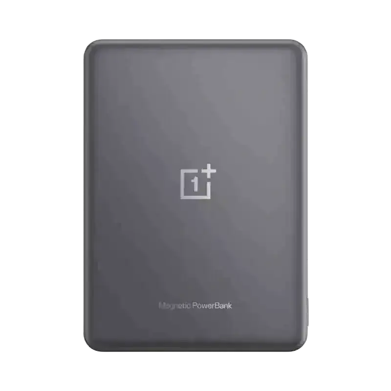 Dark gray OnePlus magnetic power bank with sleek minimalist design large capacity for phone large use