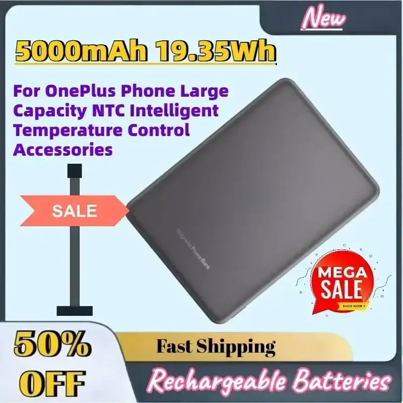 Dark gray rectangular power bank with large capacity and matte finish designed for oneplus phone large use
