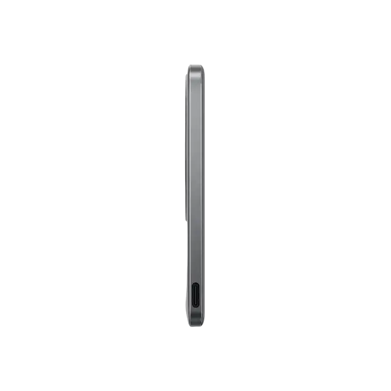Silver-colored power bank for oneplus phone with large capacity magnetic gray finish and sleek metallic edges