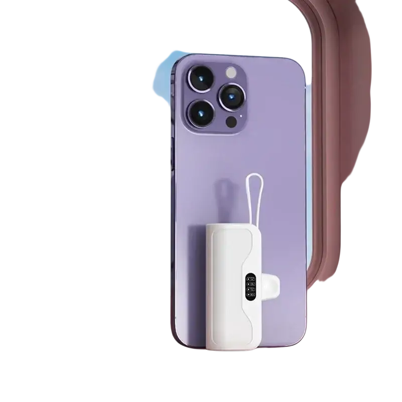 White compact power bank quick charge portable mini charger with digital display and looped wrist strap net zh-cn