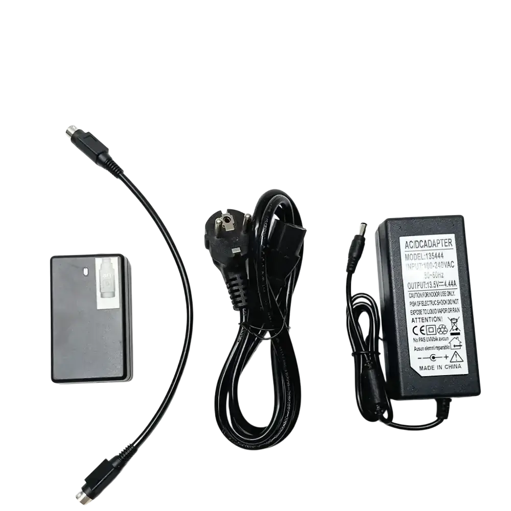Black ac/dc power cable charger with coiled cord and plug model t5844a for signal fire fiber fusion splicer
