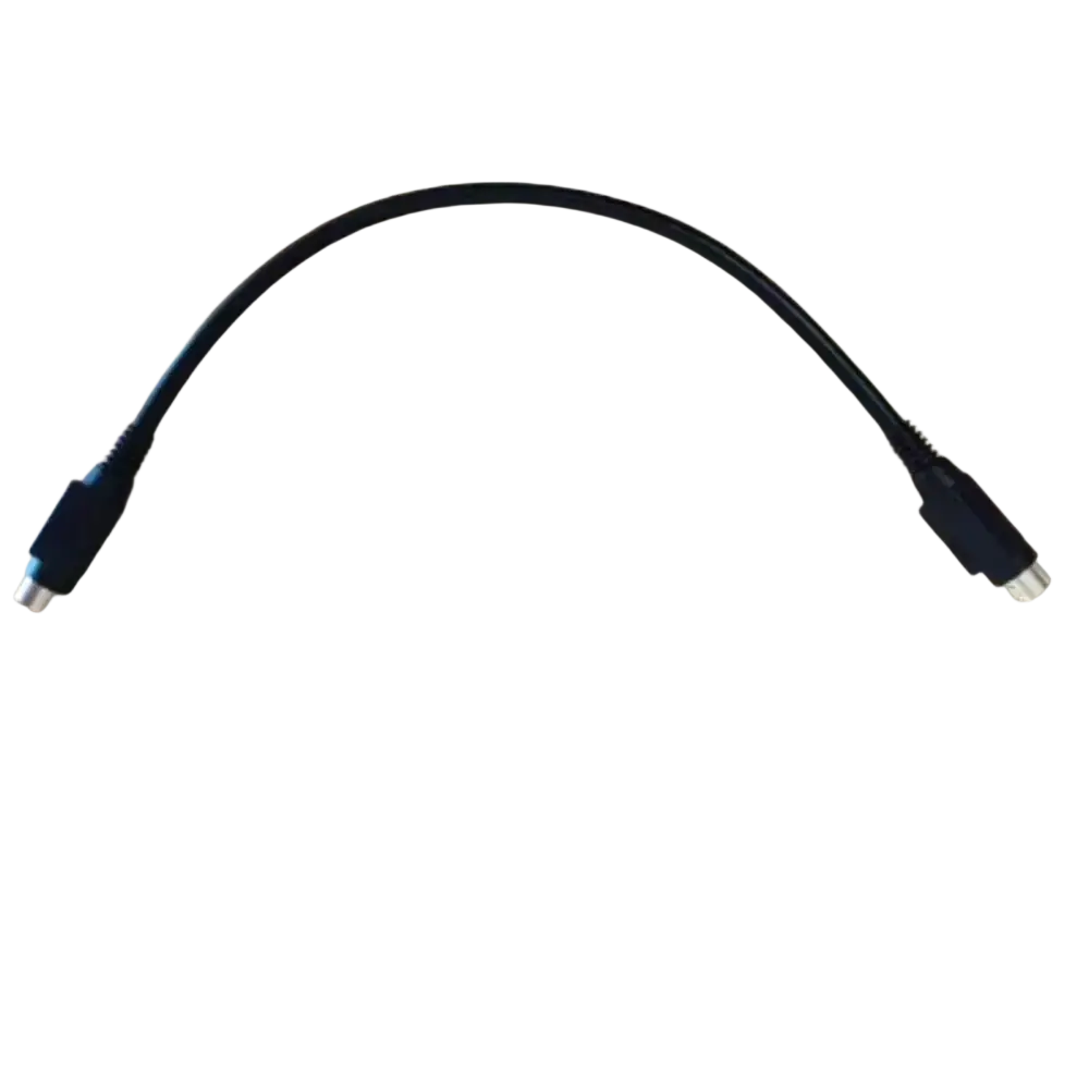 Black audio power cable charger with two silver rca connectors for signal fire fiber fusion splicer use