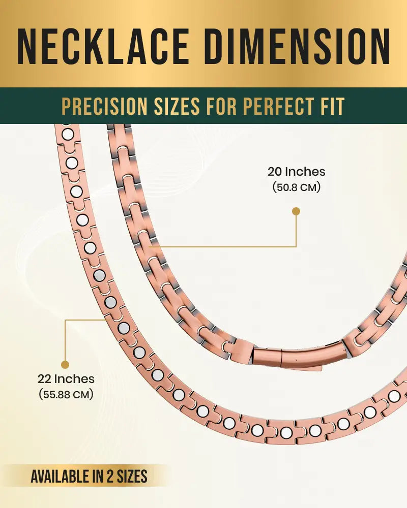 Classic rose gold magnetic copper therapy chain necklace with interlocking links and silver accents in a modern design