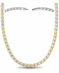 Two-tone titanium magnetic therapy link necklace with alternating gold and silver stainless steel links