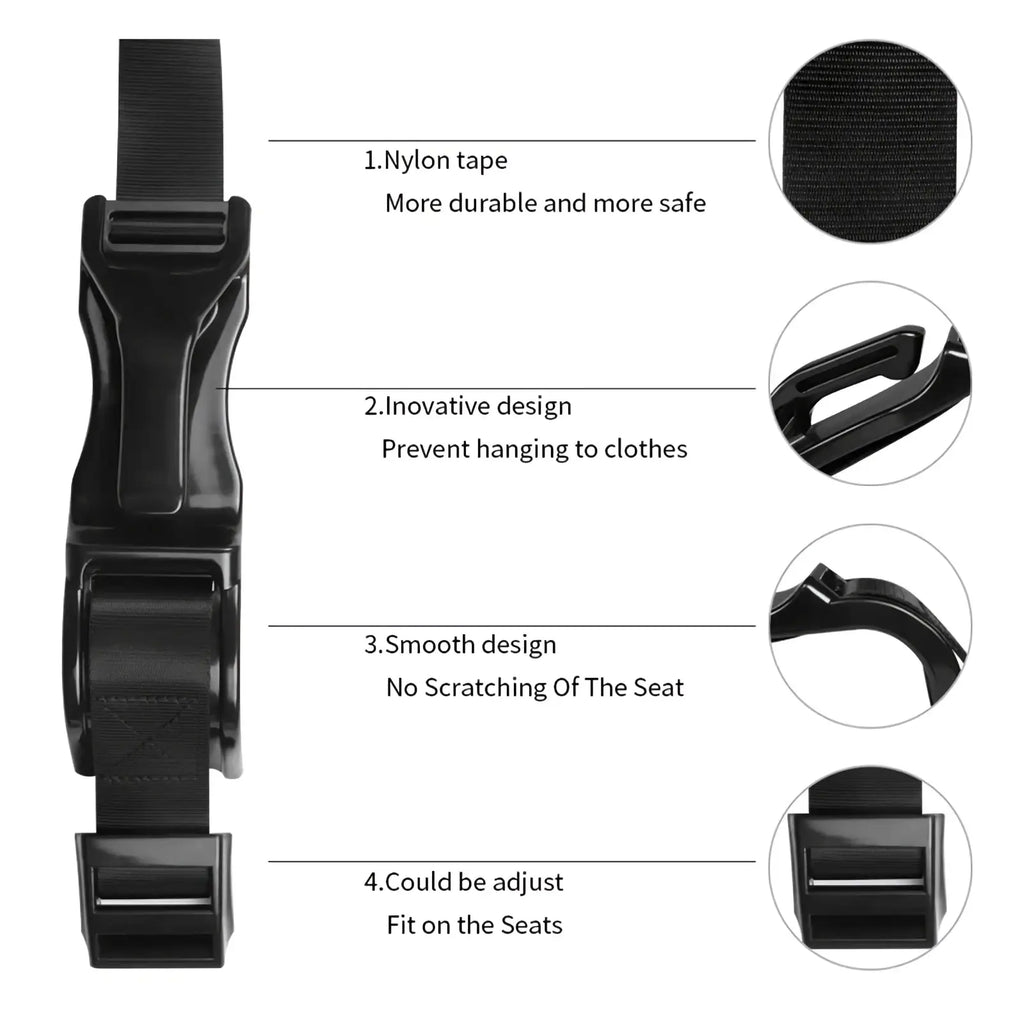 Pregnant car seat belt adjuster maternity safety strap with black nylon strap and durable plastic buckle to protect car seats