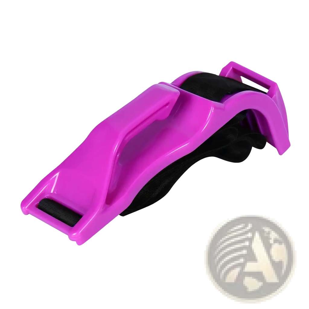 Pregnant car seat belt adjuster maternity safety strap with vibrant pink plastic strap and black elastic band