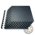 Premium 0.56 inch interlocking black speckled rubber gym floor tiles 25 pack with durable nonslip material