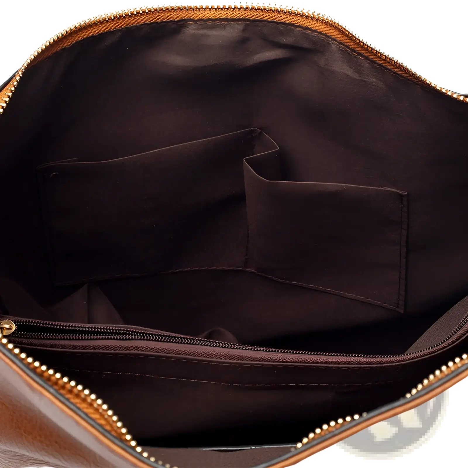 Premium brown leather hobo crossbody bag with gold hardware featuring a zippered main compartment and two interior pockets