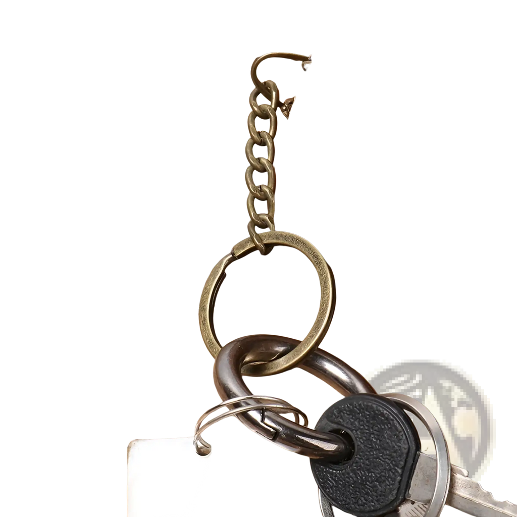 Premium cowhide leather brown keychain with brass chain and ring attached to keys for multi-functional use