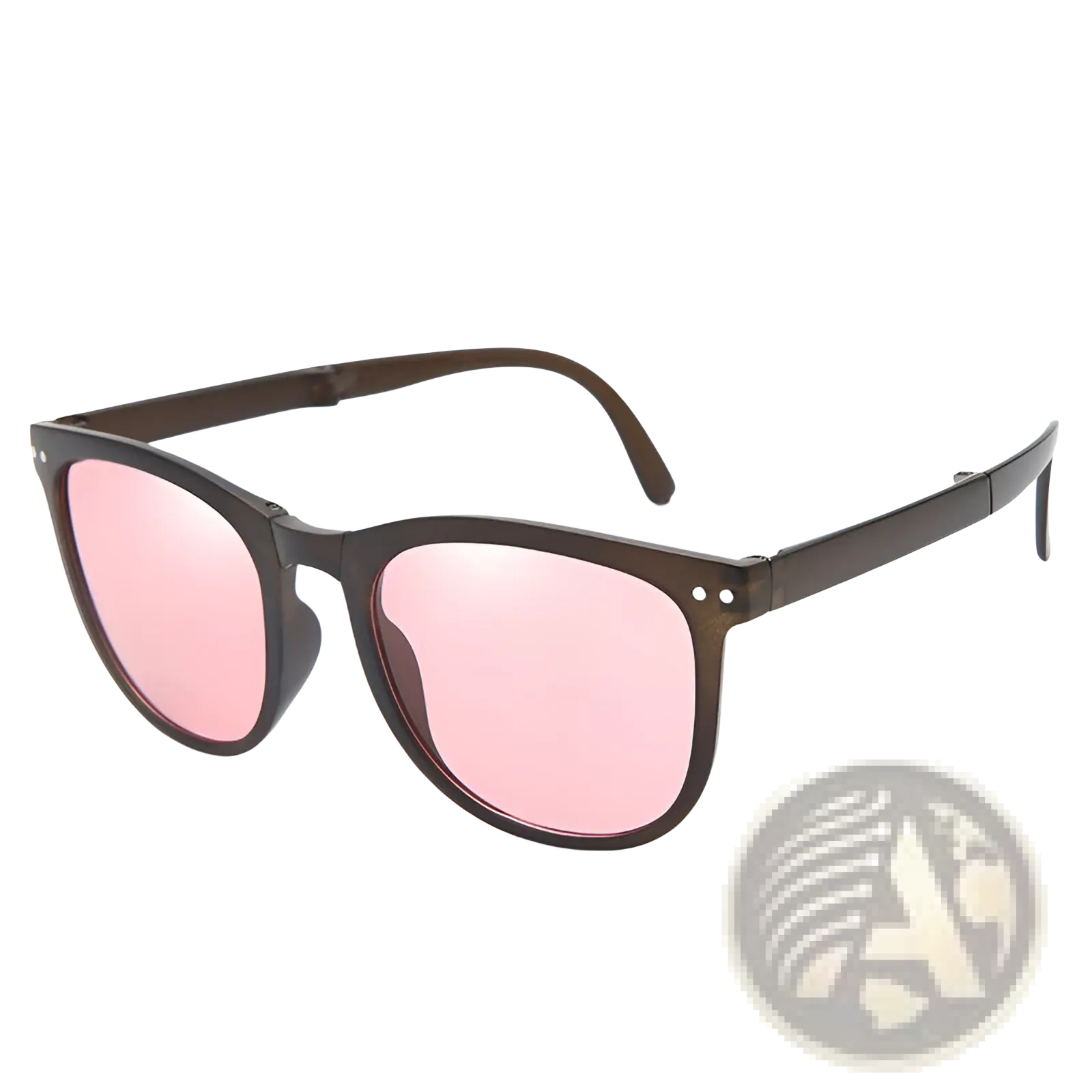 Brown-framed premium polarized folding sunglasses for women with pink mirrored lenses for stylish sun protection