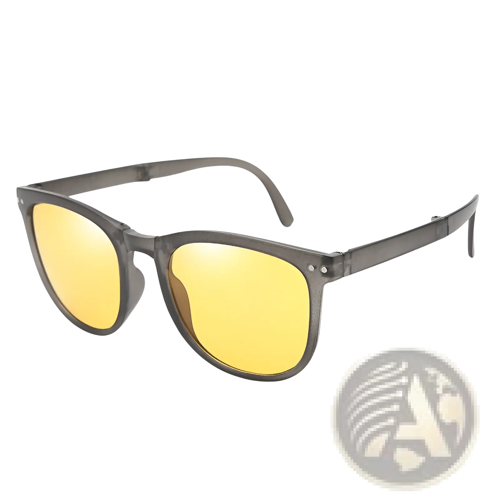 Gray-framed premium polarized folding sunglasses for women with vibrant yellow lenses for outdoor use