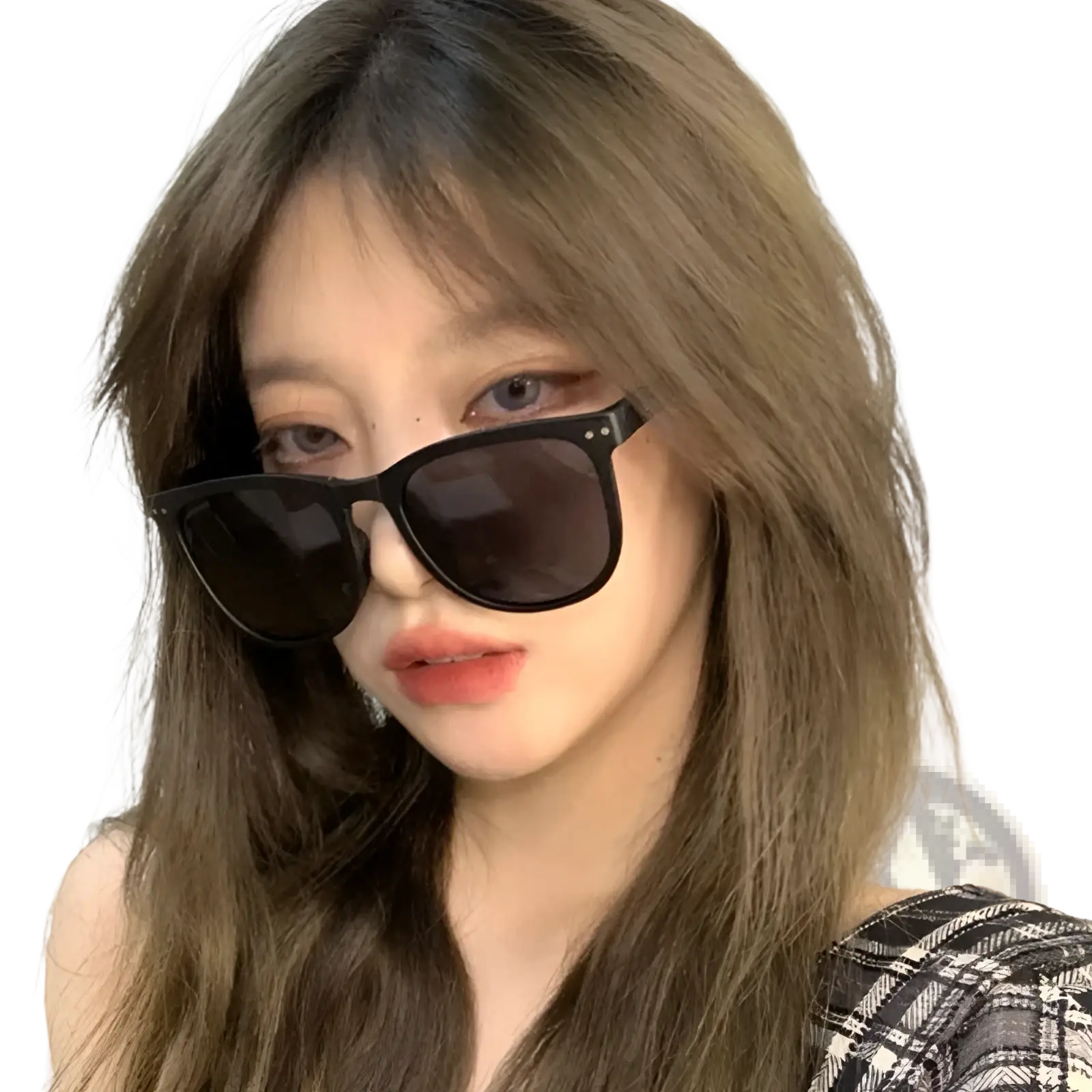 Premium polarized folding sunglasses for women featuring black rectangular frames and dark lenses for sun protection