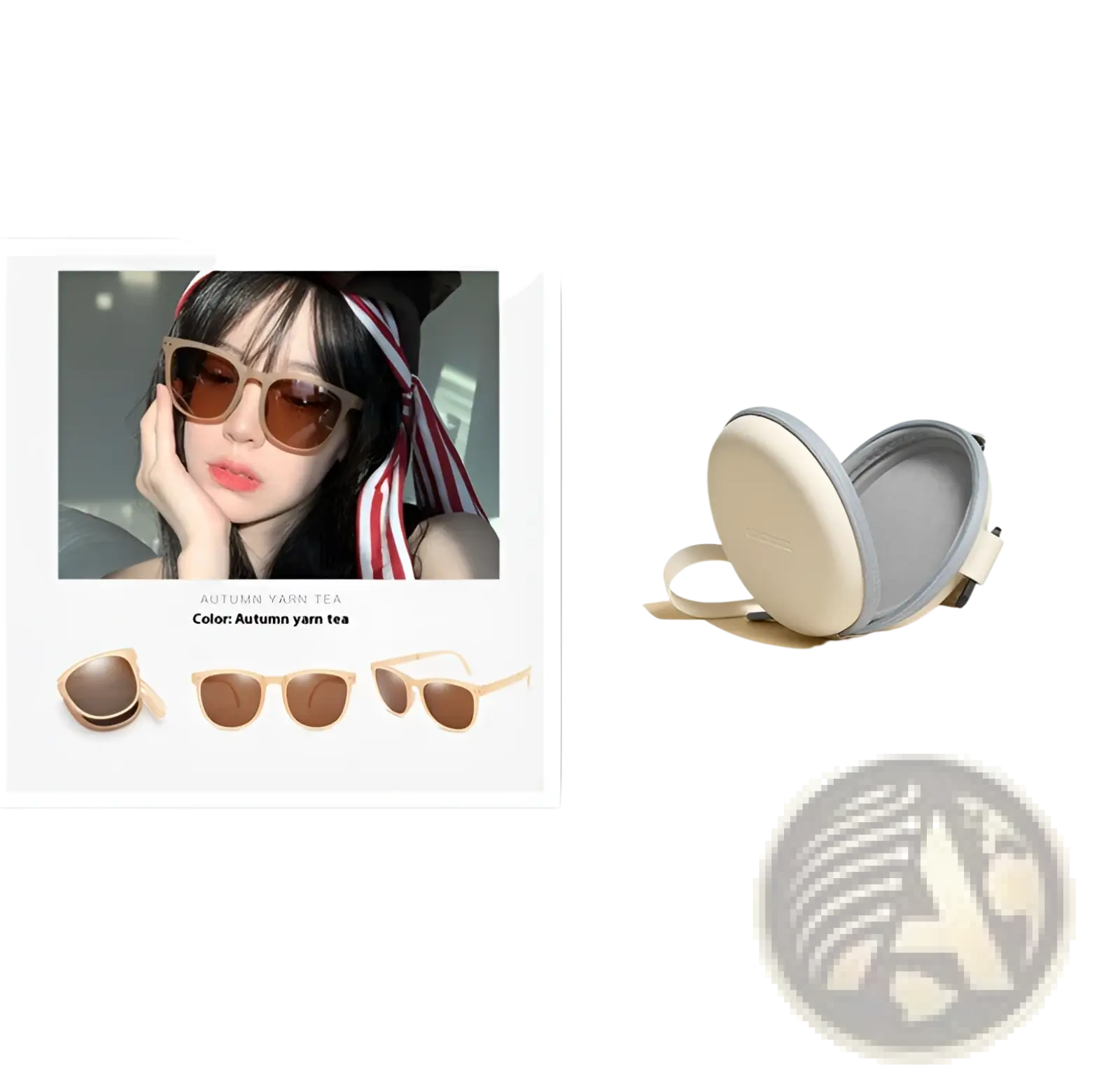 The autumn yarn tea premium polarized folding sunglasses for women feature a beige translucent acetate frame with brown lenses