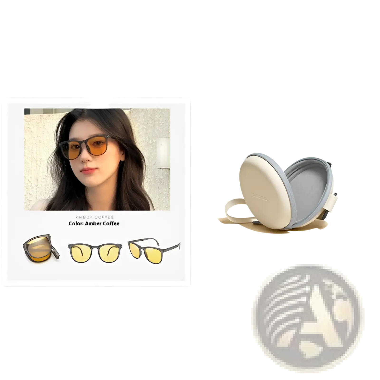 Premium polarized folding sunglasses for women with amber coffee lenses and dark gray frames featuring gradient tint