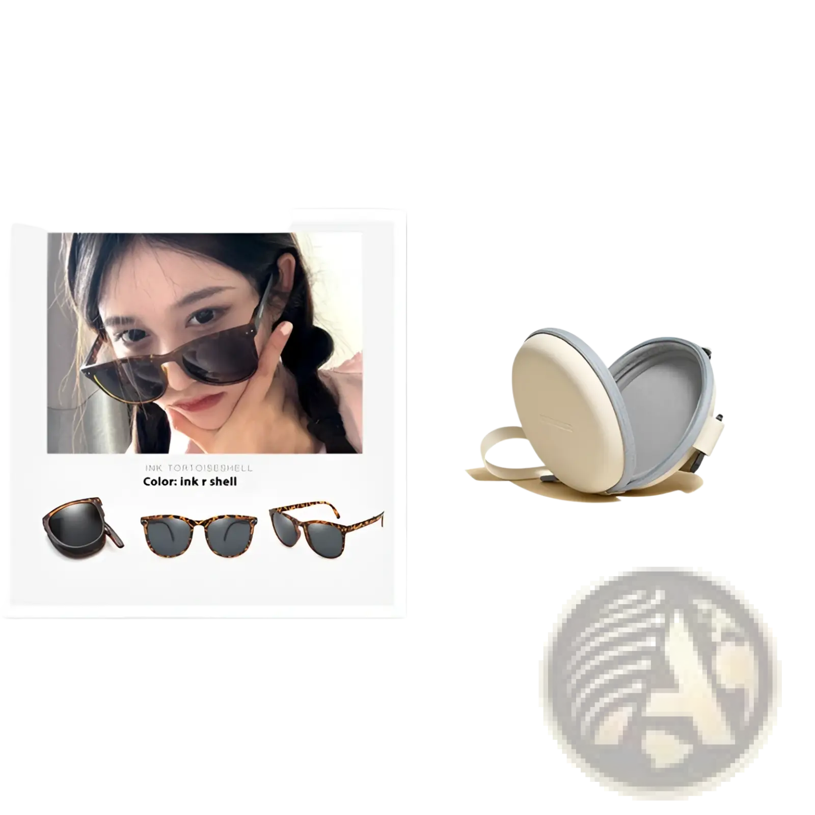 Premium polarized folding sunglasses for women in ink tortoiseshell pattern with dark lenses and folding design