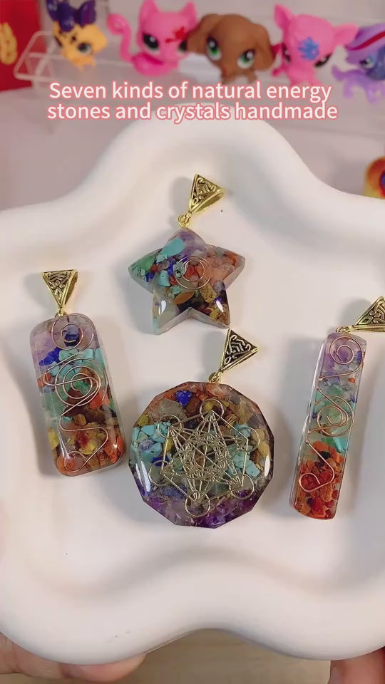 7 Chakra Natural Stone Filigree Healing Pendant Necklace