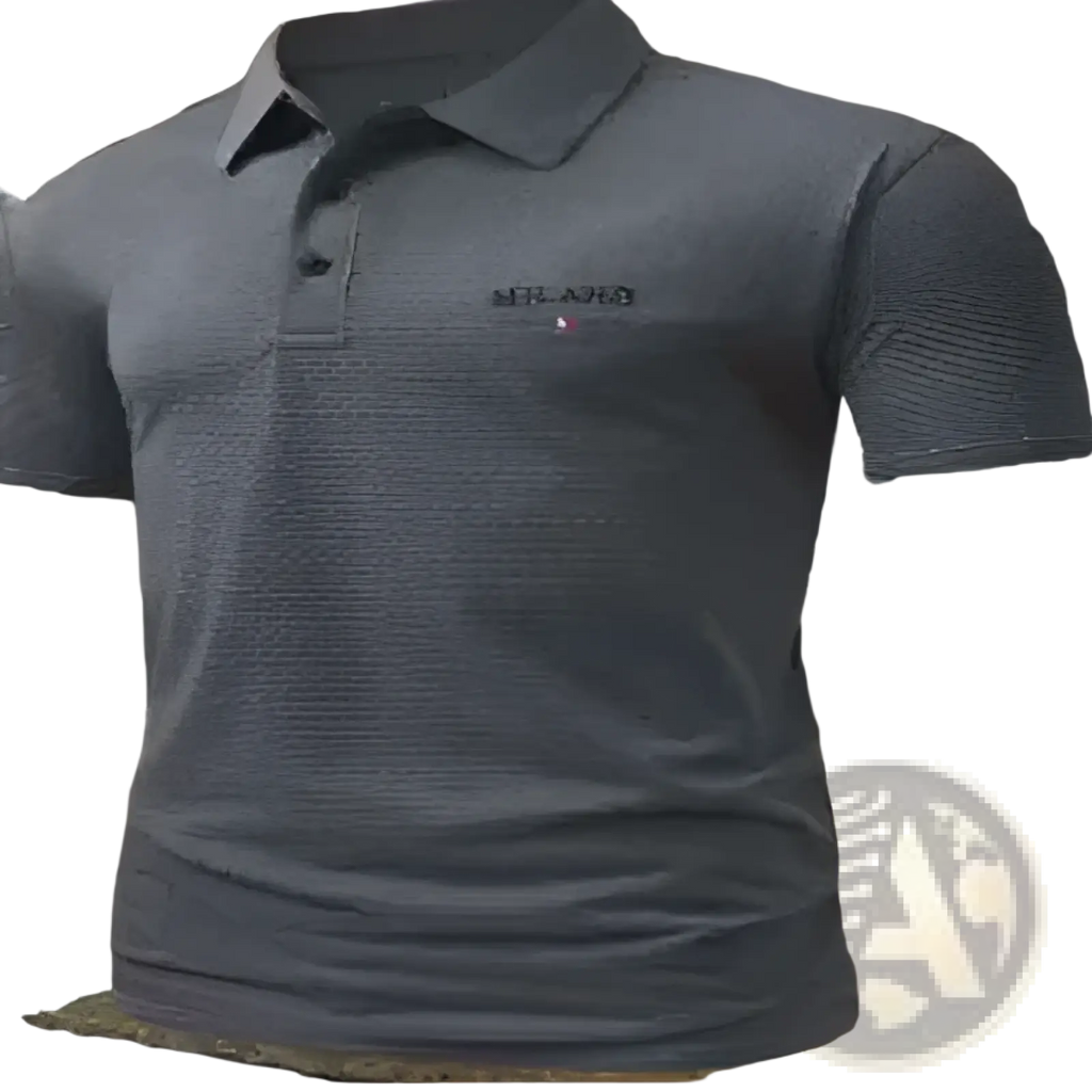 Printed short-sleeve polo shirt in gray textured fabric with milano embroidered on the chest in a classic design