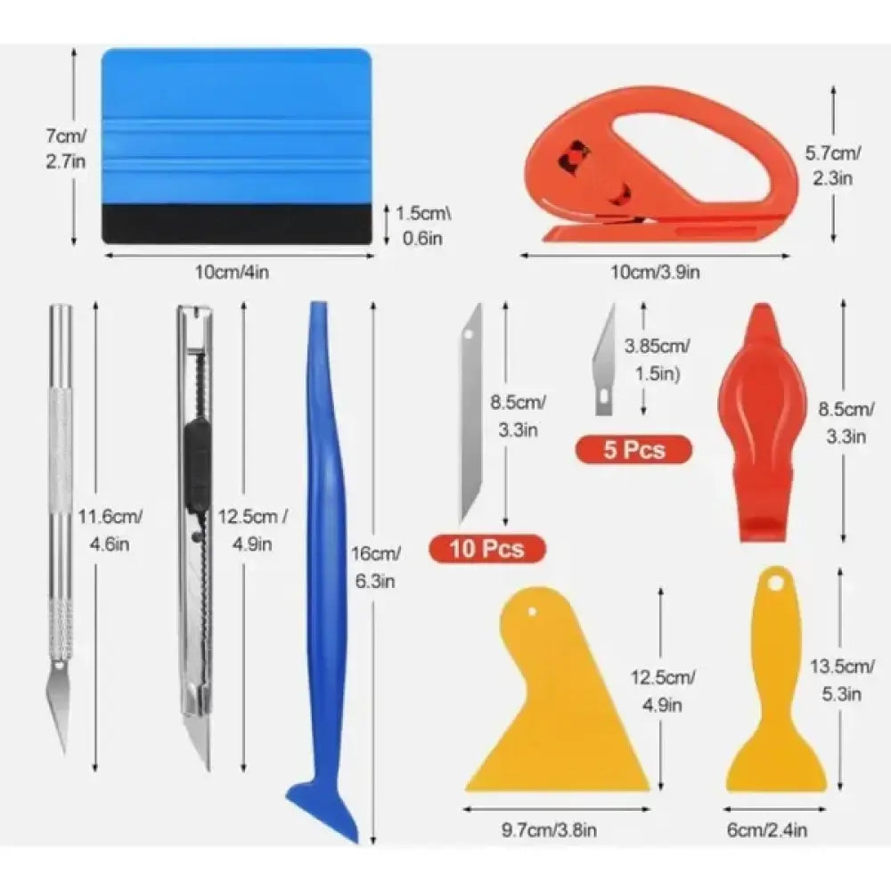 Blue and black plastic squeegee 7cm by 10cm for professional window tint and car wrap installation kit