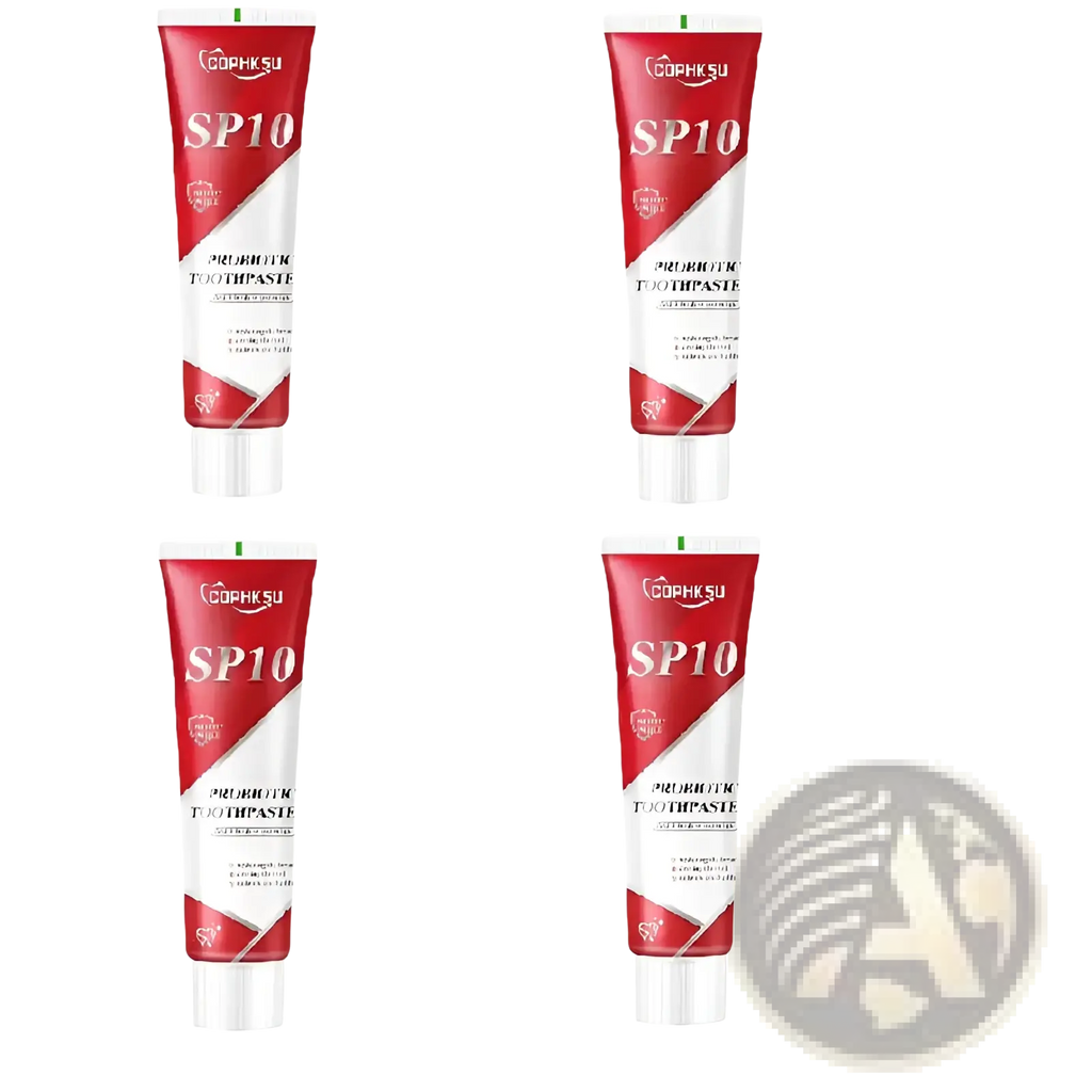 Red and white tube of cophsu sp10 probiotic toothpaste for deep cleaning and fresh breath shown from the front
