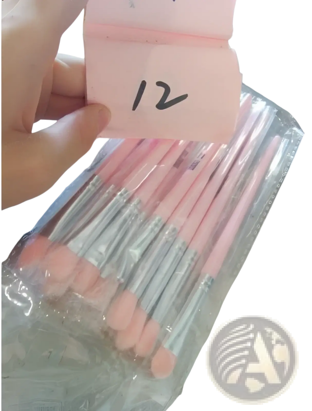 Professional 12 pcs pink eye shadow makeup brush set with silver ferrules and soft rounded bristles for precise application