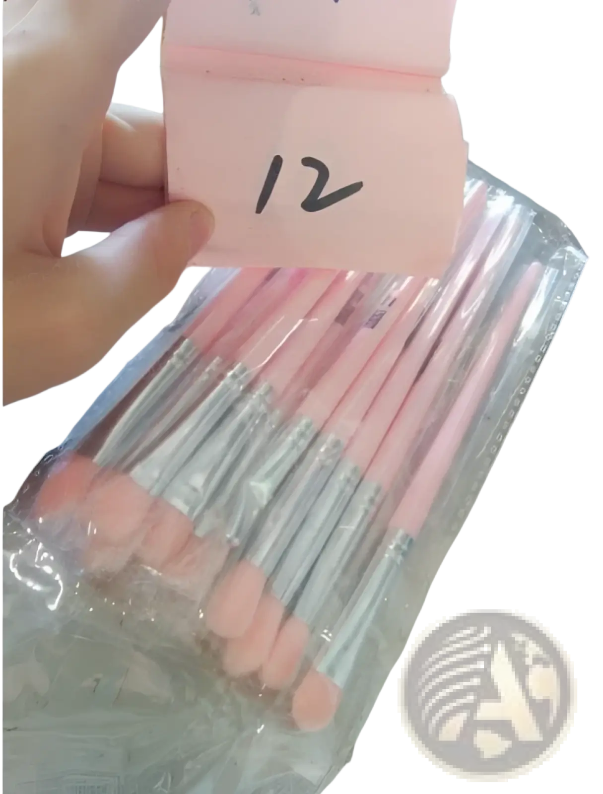 Professional 12 pcs pink eye shadow makeup brush set with silver ferrules and soft rounded bristles for precise application