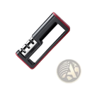 Professional 3 stage diamond knife sharpener tool handheld in black and red with polished stainless steel sharpening stages