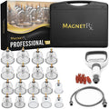 Magnetrx professional 18 piece biomagnetic cupping therapy set with clear glass cups gold stems and black carrying case