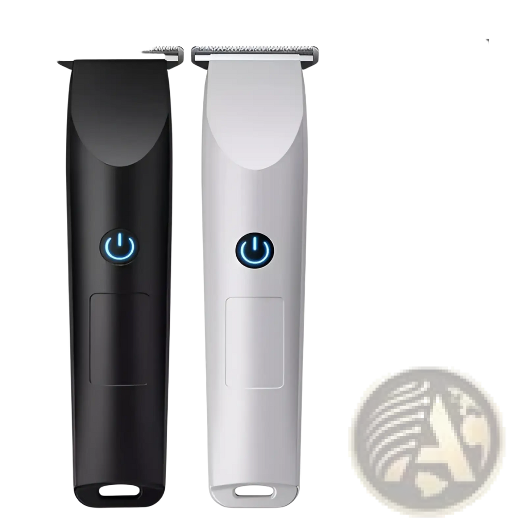 Professional cordless hair clipper and beard trimmer set in black and silver with detachable comb attachments for styling