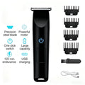 Black professional cordless hair clipper and beard trimmer with precision steel blade usb charging and one-click switch