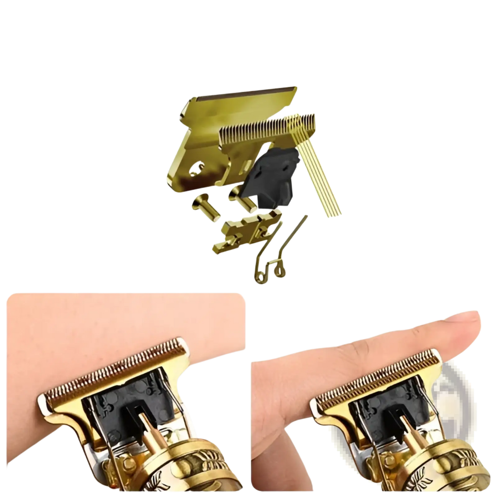 Professional cordless hair clippers gold beard trimmer with gold metallic finish and black plastic components