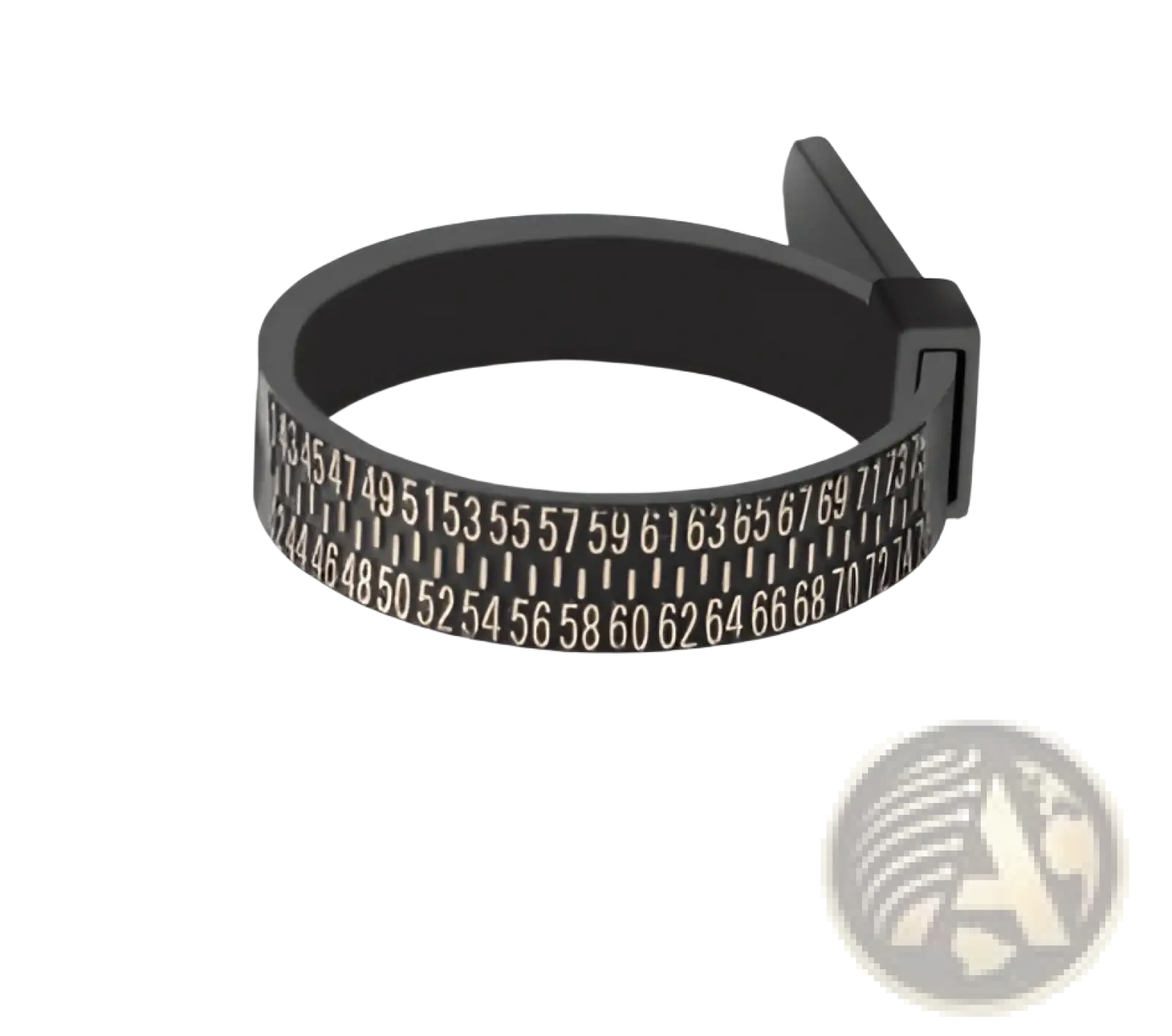 Black metal professional multi scale ring and bracelet sizer gauge tool with engraved measurement markings visible
