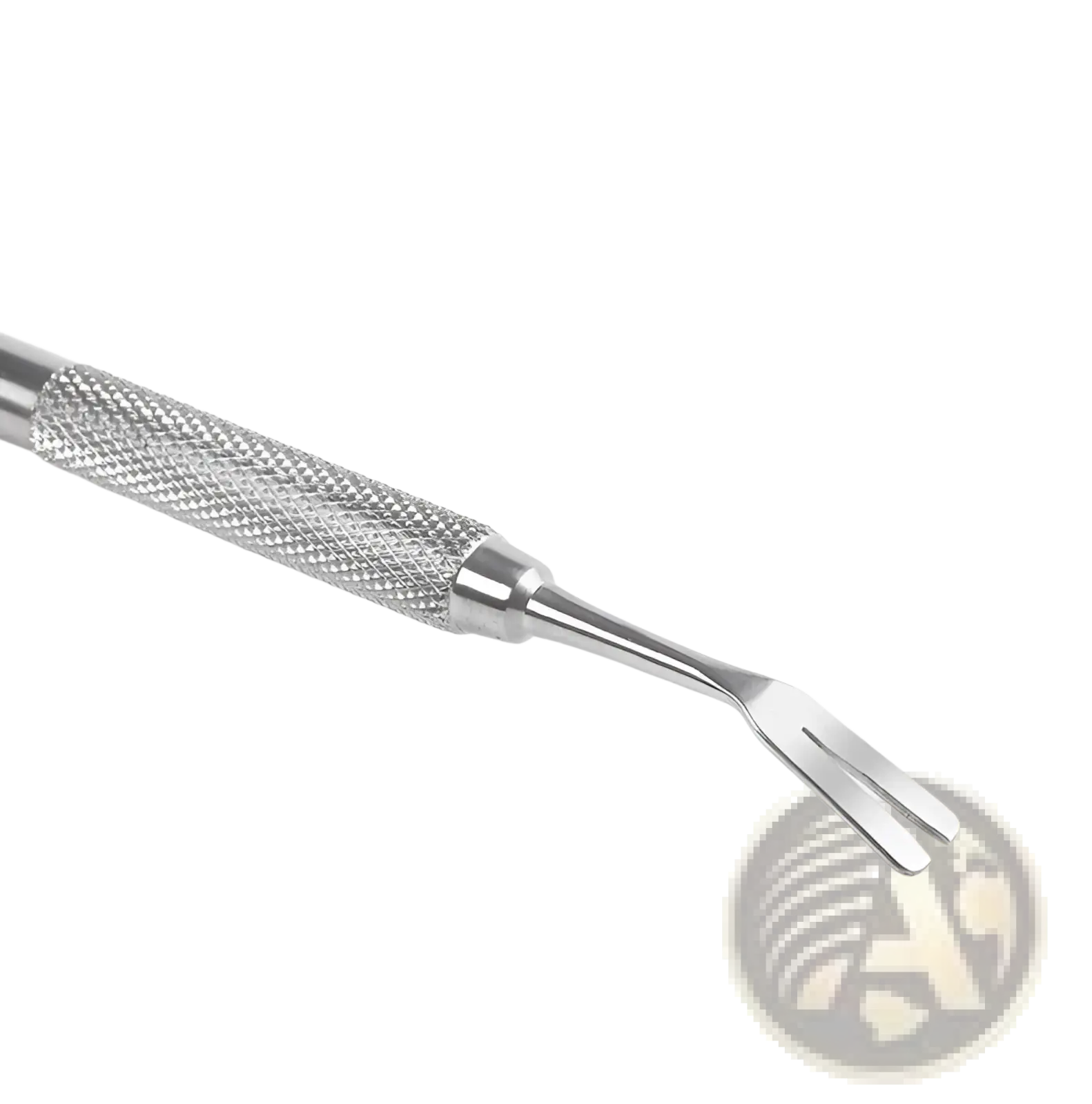 Professional stainless steel tick remover tool featuring a silver-toned metal body with a textured diamond grip and dual-pronged tip
