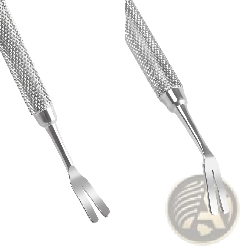 Professional stainless steel tick remover tool with silver-toned metal and textured diamond-patterned grip with fine prongs
