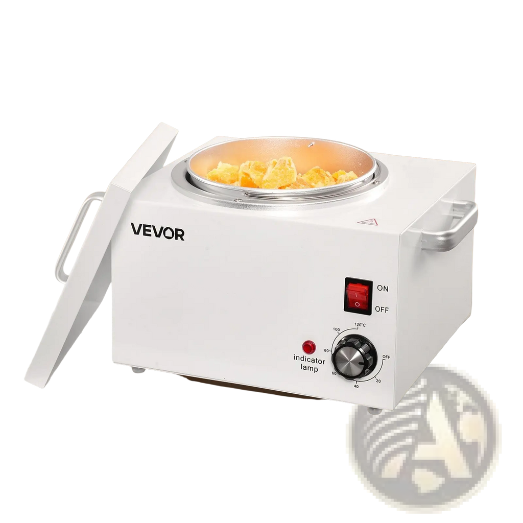 White Vevor professional wax warmer 3000ml with silver lid handle adjustable dial and red indicator for hair removal heating