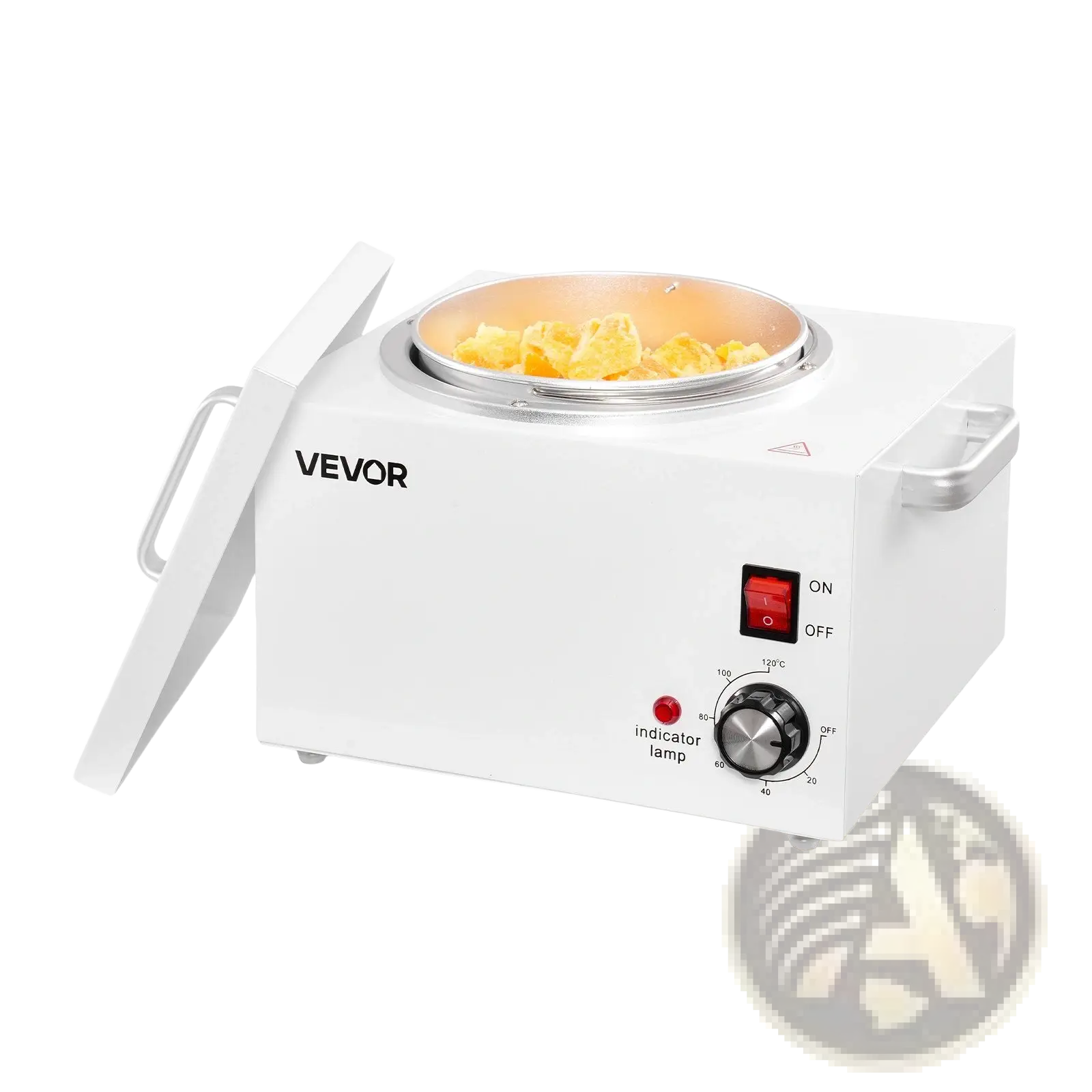 White vevor professional wax warmer 3000ml hair removal heater with silver lid and control knob for melting wax