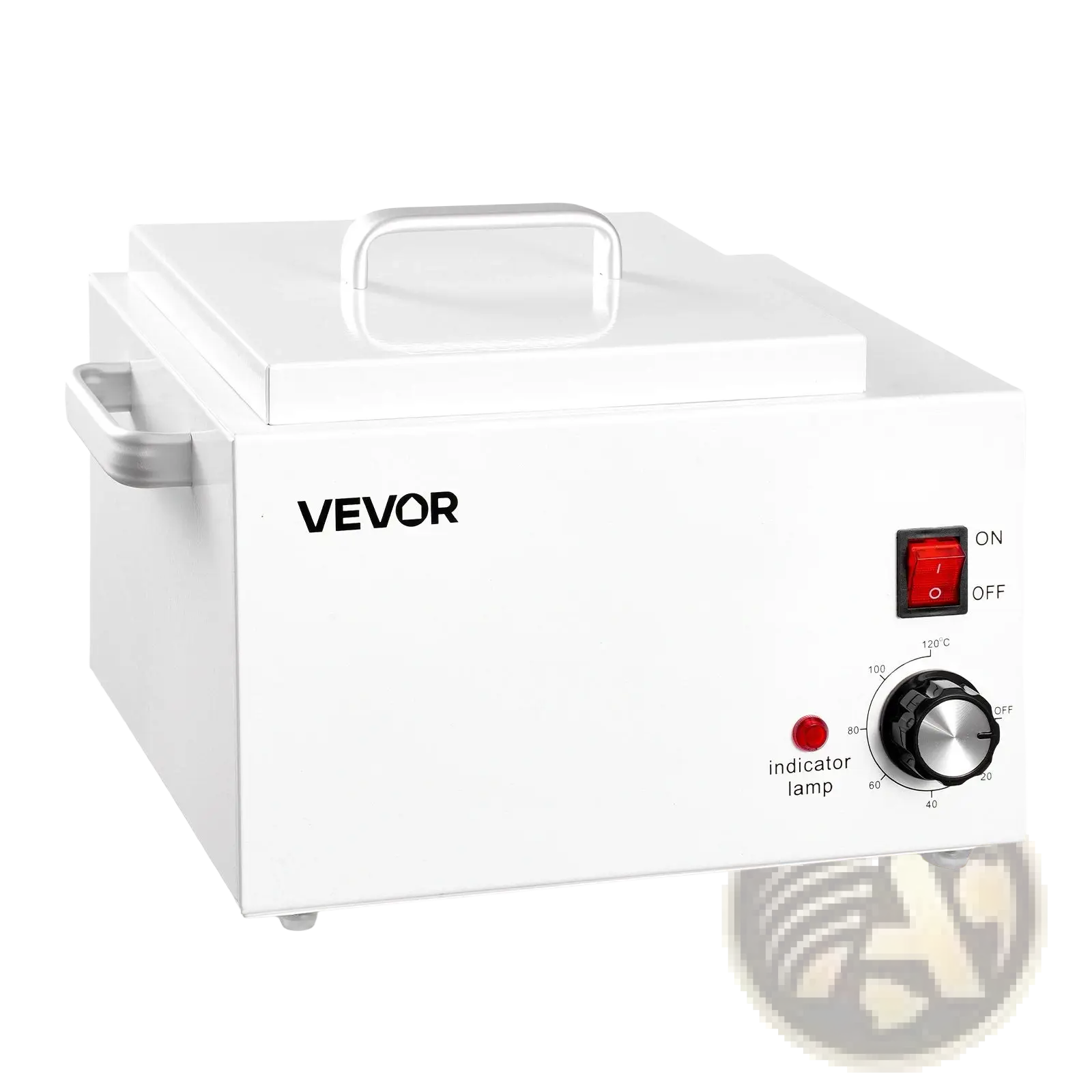 White vevor professional wax warmer 3000ml with silver handle, on off switch, and temperature control dial for hair removal