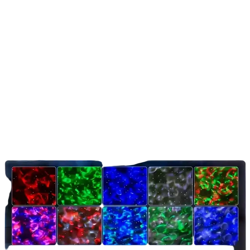 Blue starry sky remote control projection lamp casting a cosmic swirling pattern for ambient night light use