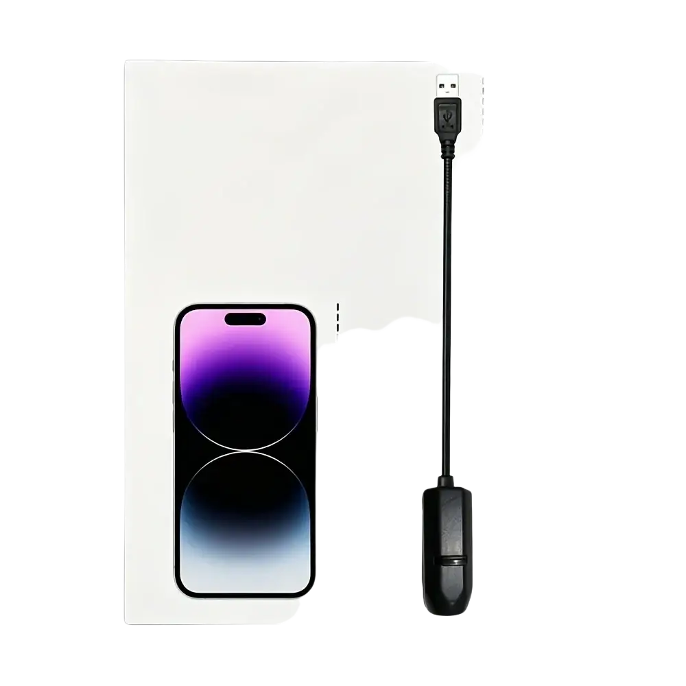 Black usb-c charging cable with sleek compact connector housing for projection light atmosphere light tarot lamp