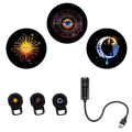 Black usb-powered projection light with flexible cord casting mystical patterns for atmosphere light tarot use