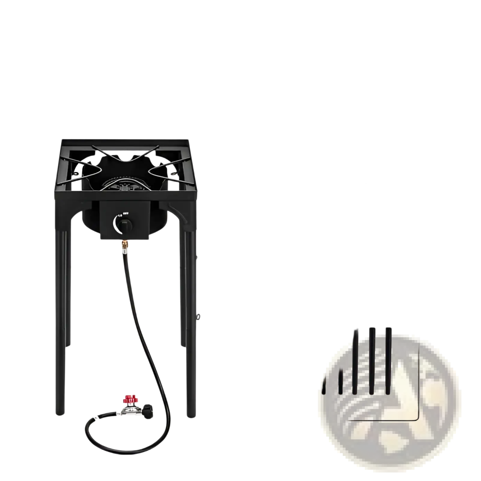 Black detachable legs for propane camp stove 75000 btu single burner cast iron for easy transport and storage