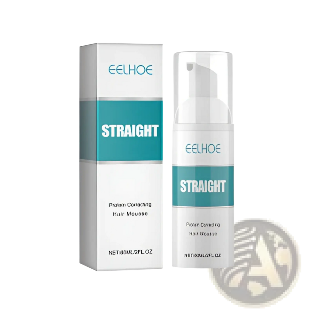 Protein correcting hair straightening cream 60ml in white and teal clear pump bottle with matching box