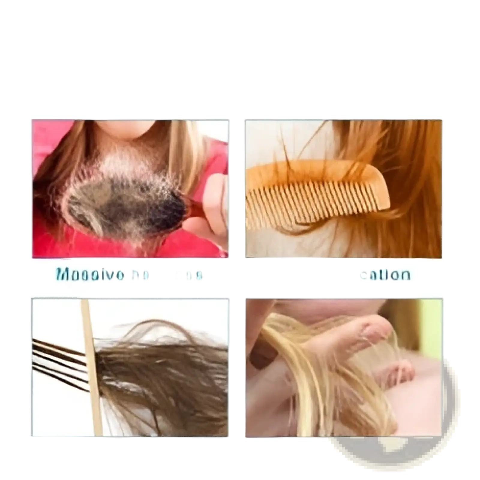Collage showing common hair problems treated by protein correcting hair straightening cream 60ml packaging