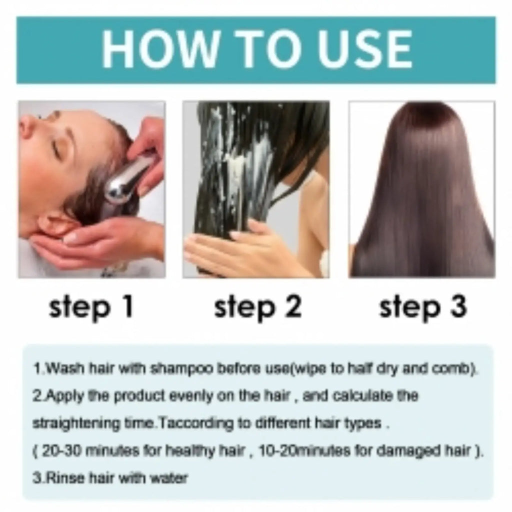 Silver hair straightening brush with sleek ergonomic design for easy application paired with protein correcting cream