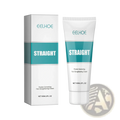 White tube of eelhoe protein correcting hair straightening cream with teal branding and matching box with brush