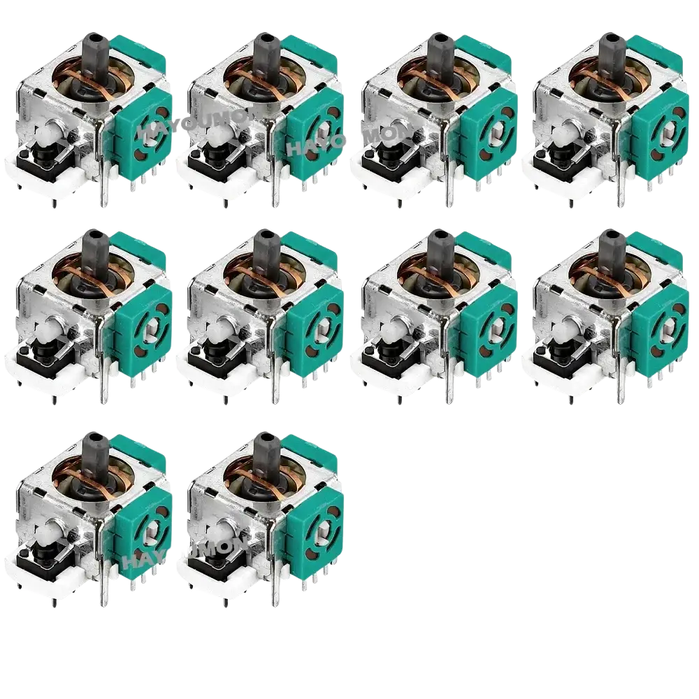 Teal and silver ps2 analog stick joystick replacement components showing original 3d analog stick design