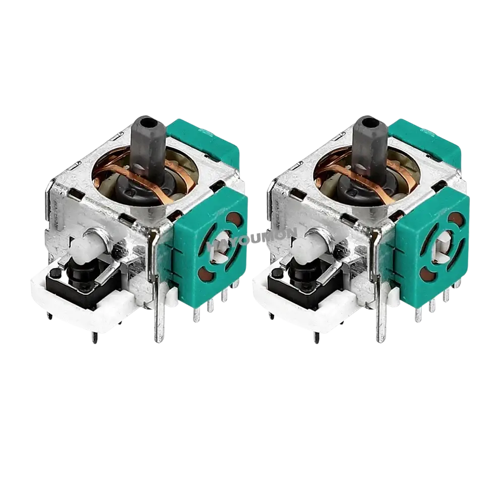 Two teal and silver ps2 analog stick joystick replacements with original 3d design for precise gaming control