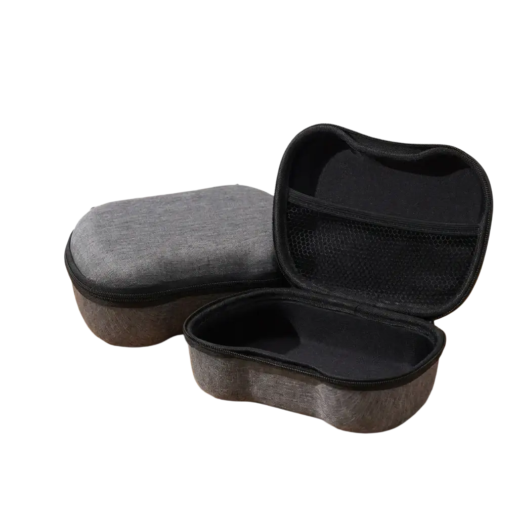 Ps5 controller hard storage case organizer gray textured hard-shell with black zipper and interior lining